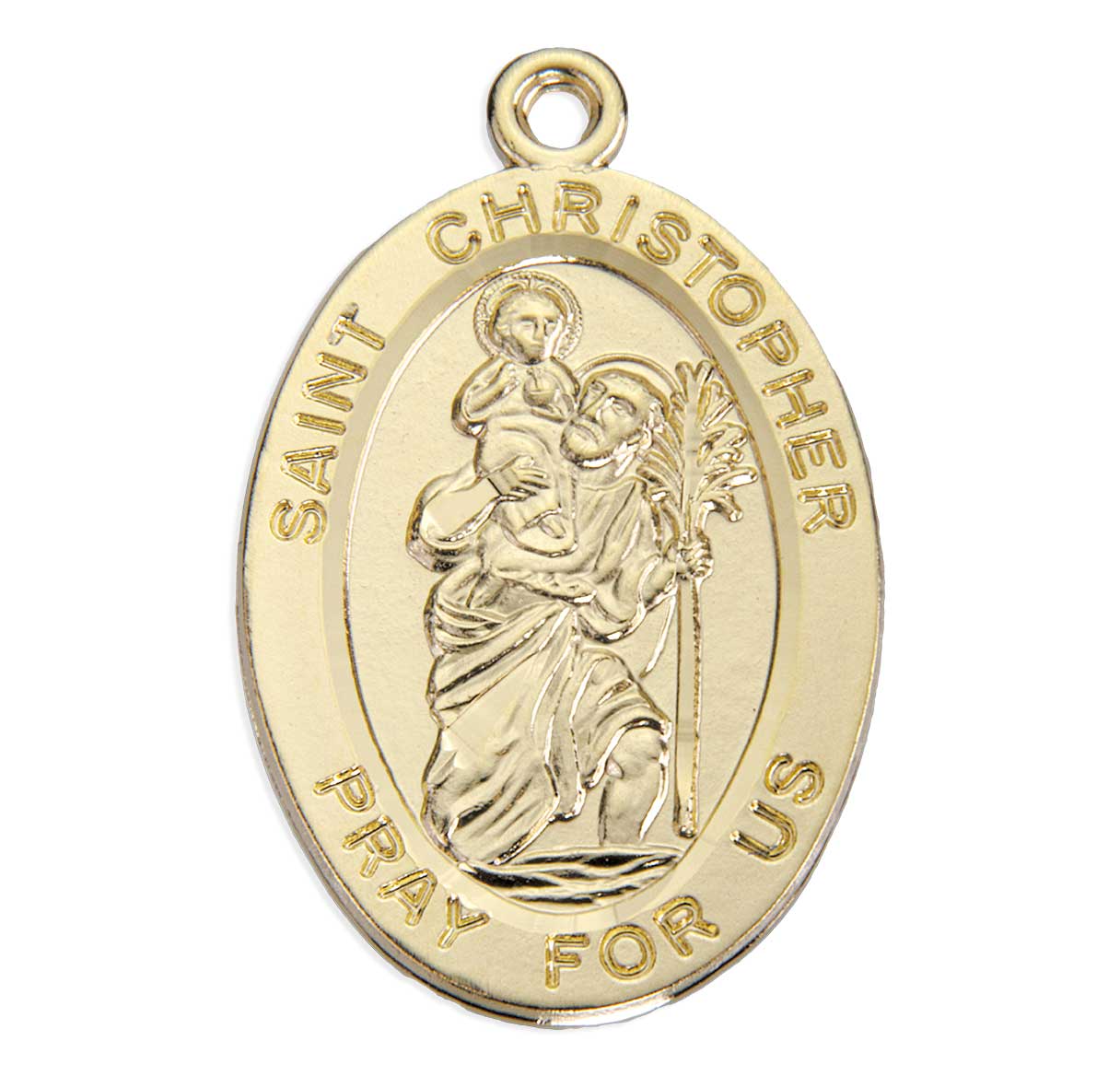 16kt Gold Over Sterling Silver Lg Oval St Christopher 24"