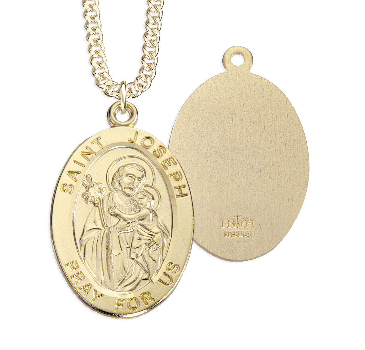 16kt Gold Over Sterling Silver Lg Oval St Joseph 24"