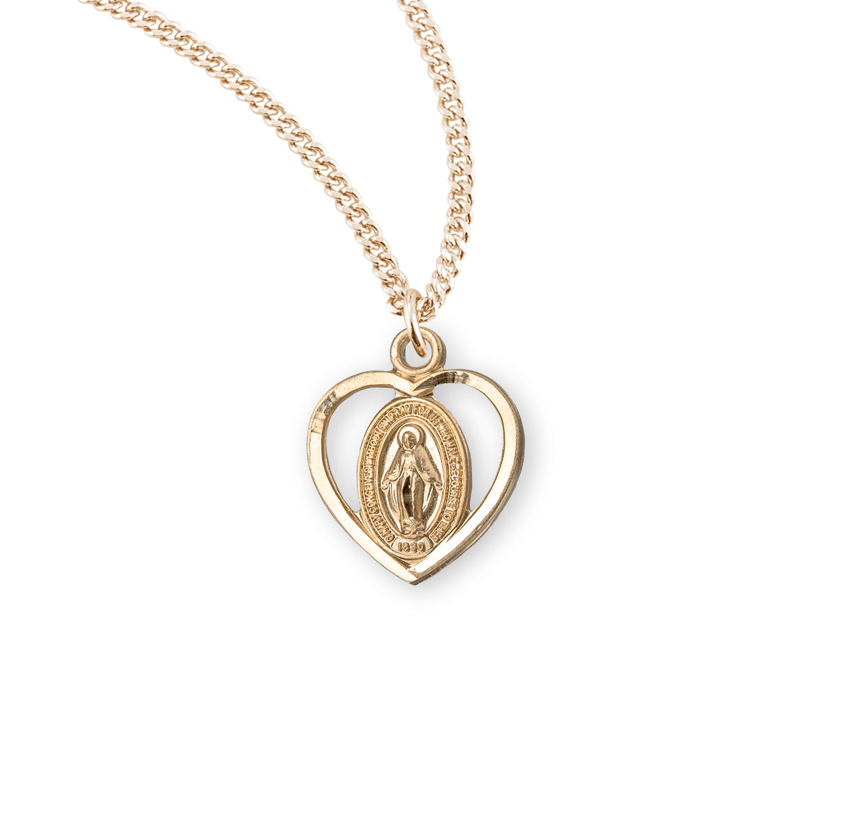 16kt Gold Over Sterling Tiny Pierced Mirac Heart-16"Ch Bxd