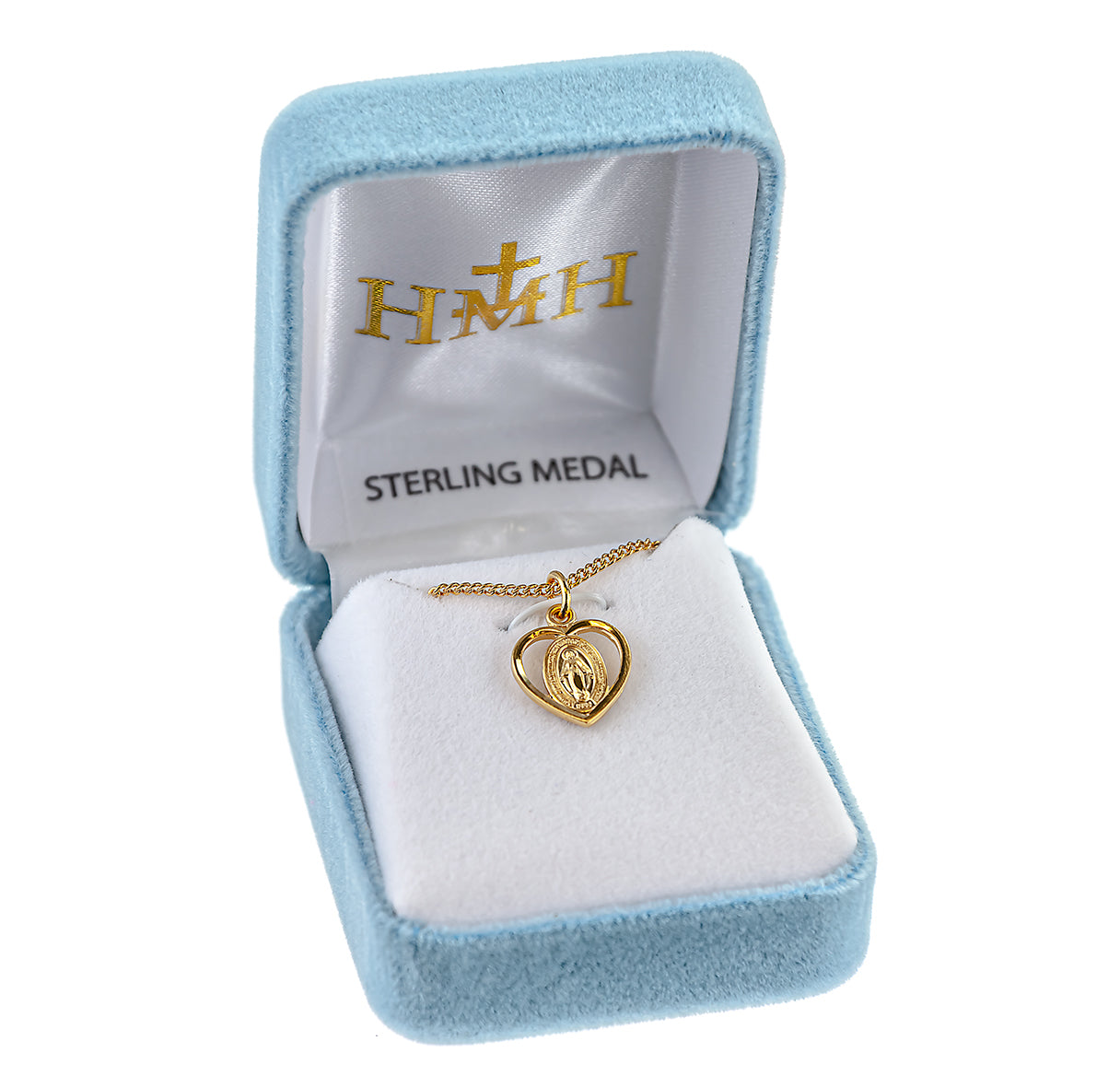 16kt Gold Over Sterling Tiny Pierced Mirac Heart-16"Ch Bxd