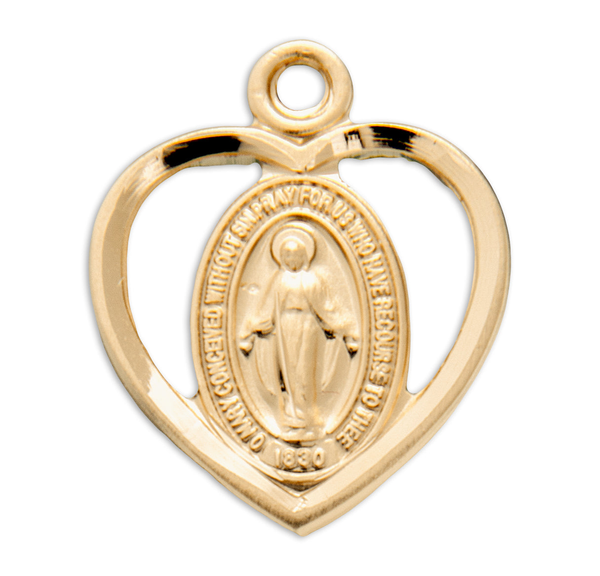 16kt Gold Over Sterling Tiny Pierced Mirac Heart-16"Ch Bxd