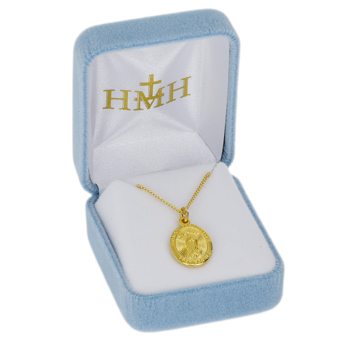 16kt Gold Over Sterling Silver Our Lady of Guadalupe 13/16" Oval Medal-18"(Thin)-Bxd