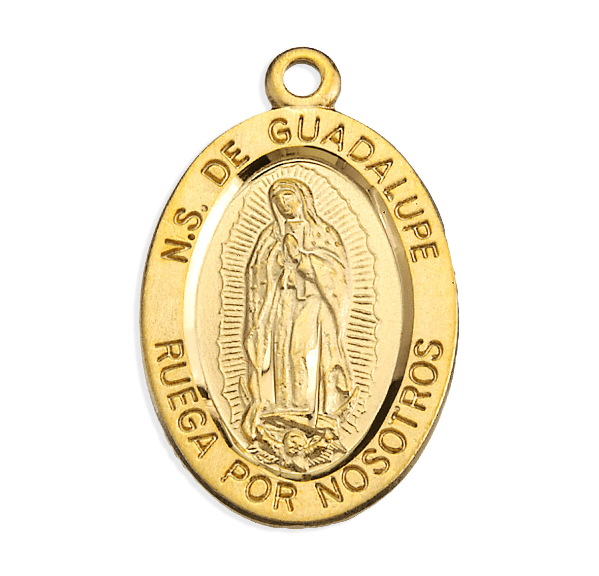 Gold Over Sterling Silver O.L. of Guadalupe Spanish medal on an 18" Ch-Bxd