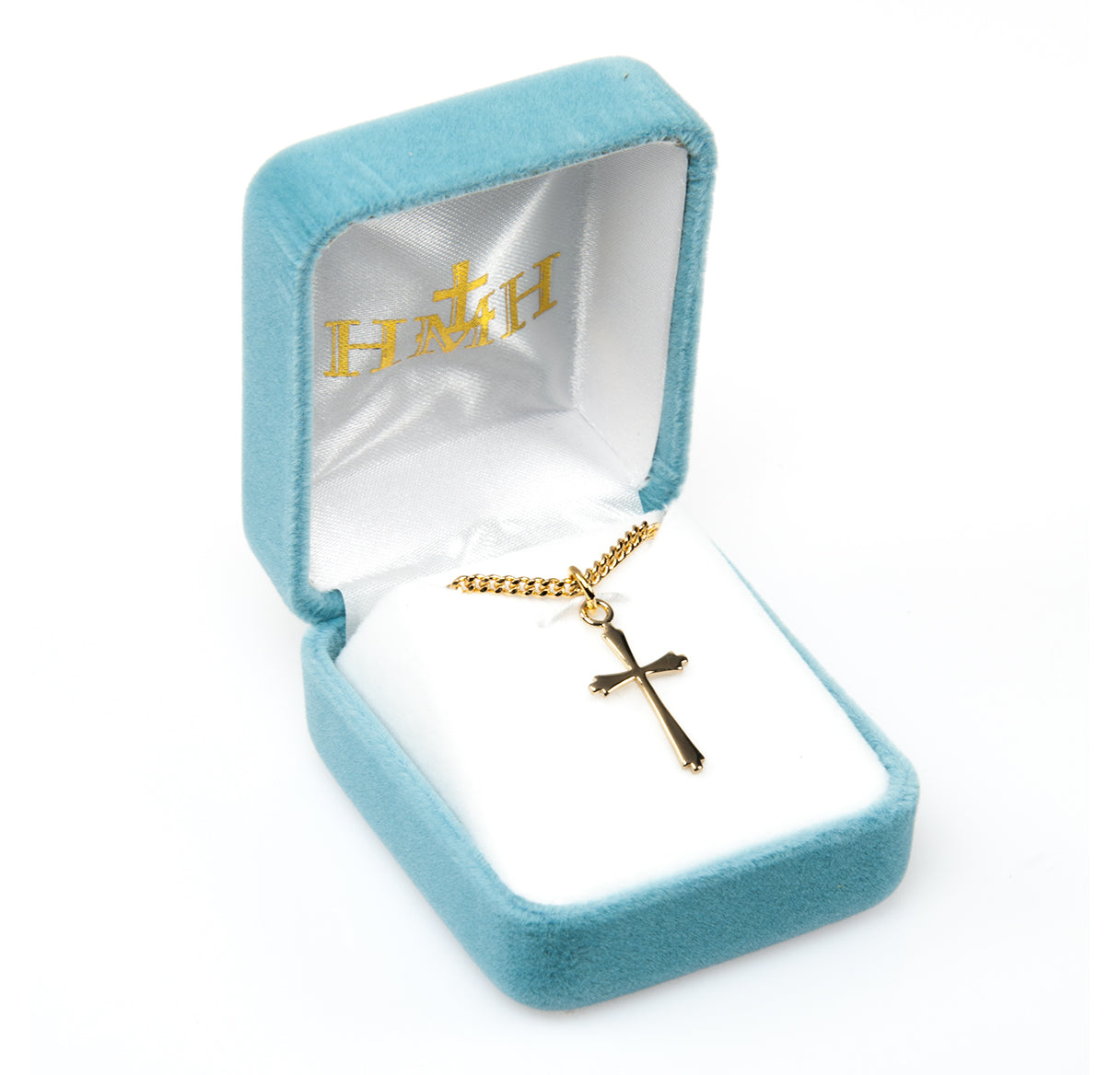 16kt Gold Over Sterling Sm Tapered End Cross-*18"(Thin)-Ch-Bxd