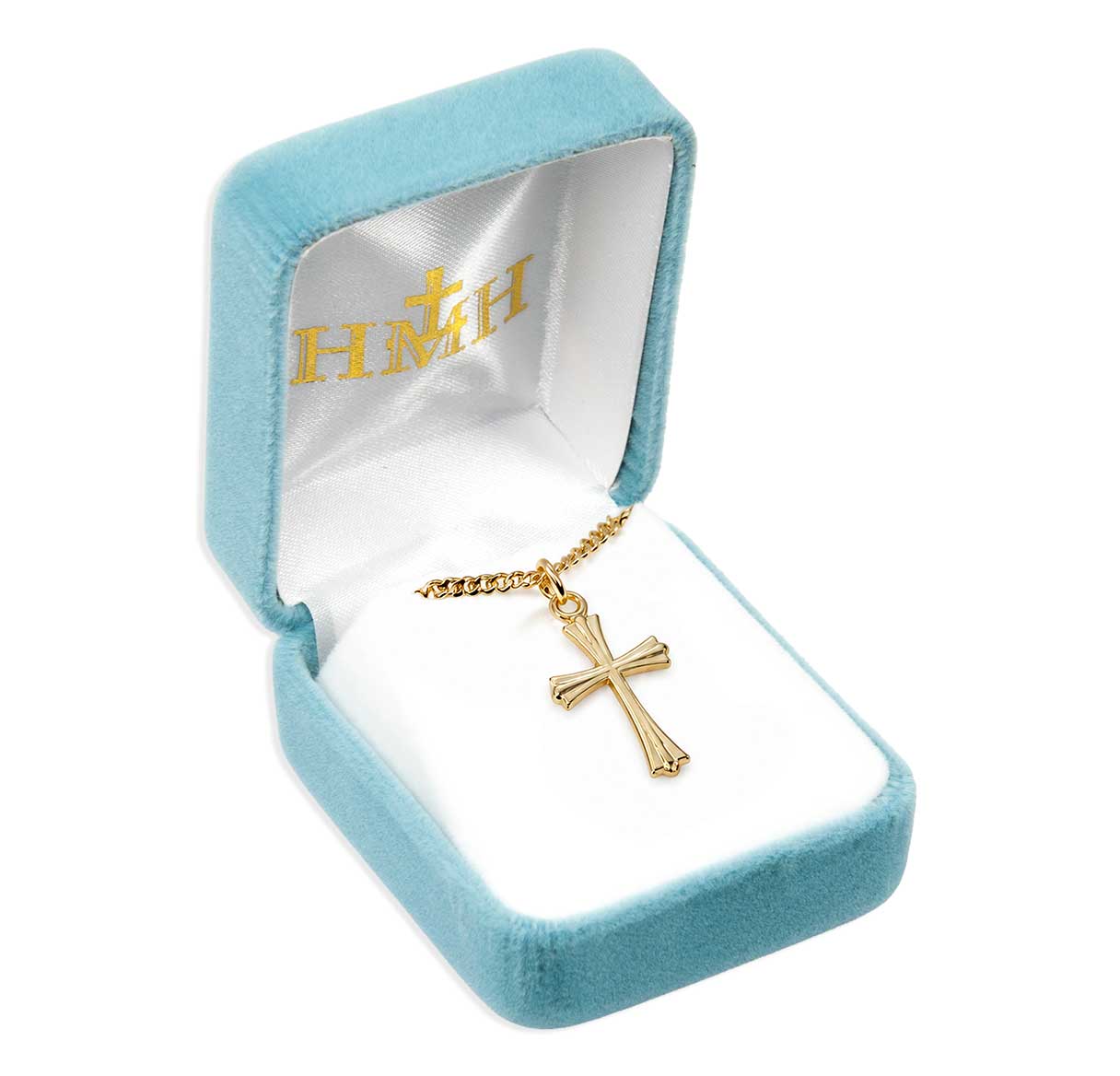 16kt Gold Over Sterling Sm Tapered End Cross-*18"(Thin)-Ch-Bxd