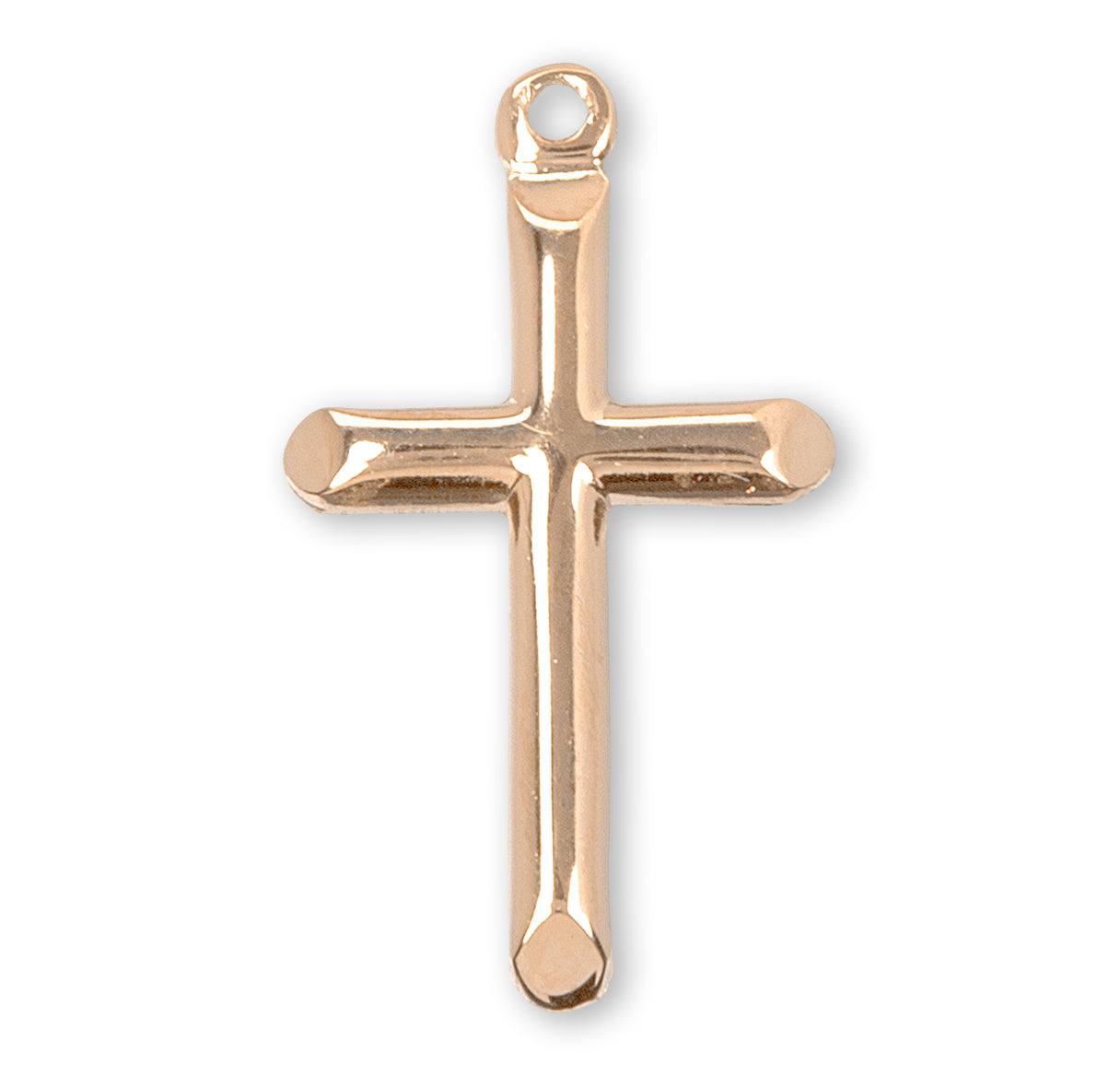 Small 16kt Gold Plated Over Sterling Silver Cross w/Slanted Ends-16" Ch-Bxd