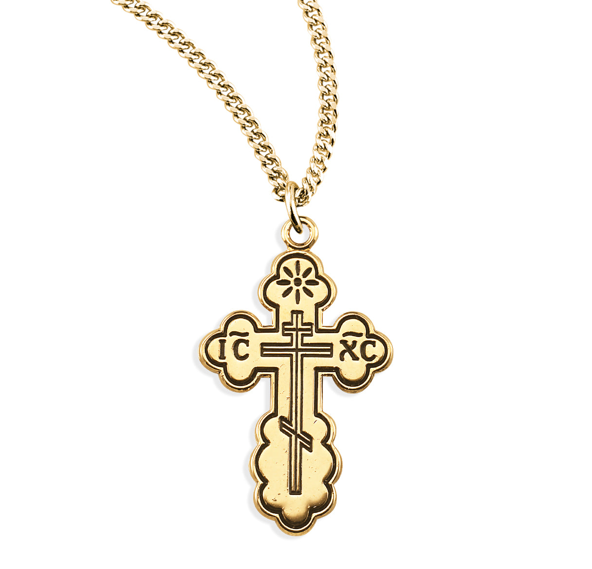 16kt Gold Over Sterling Small Orthodox Cross-*18" Ch-Bxd