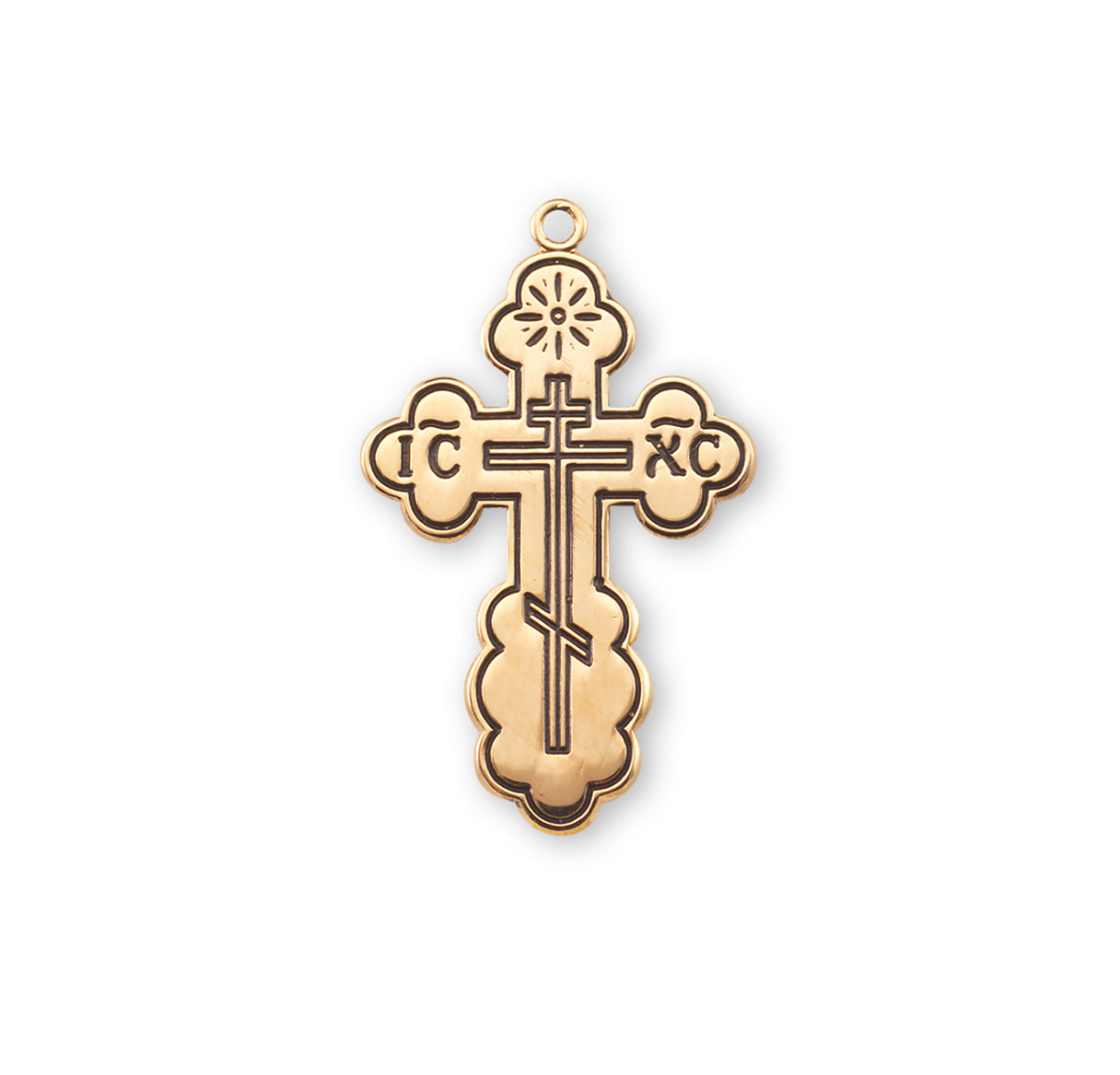 16kt Gold Over Sterling Med Orthodox Cross 24"Ch-Bxd