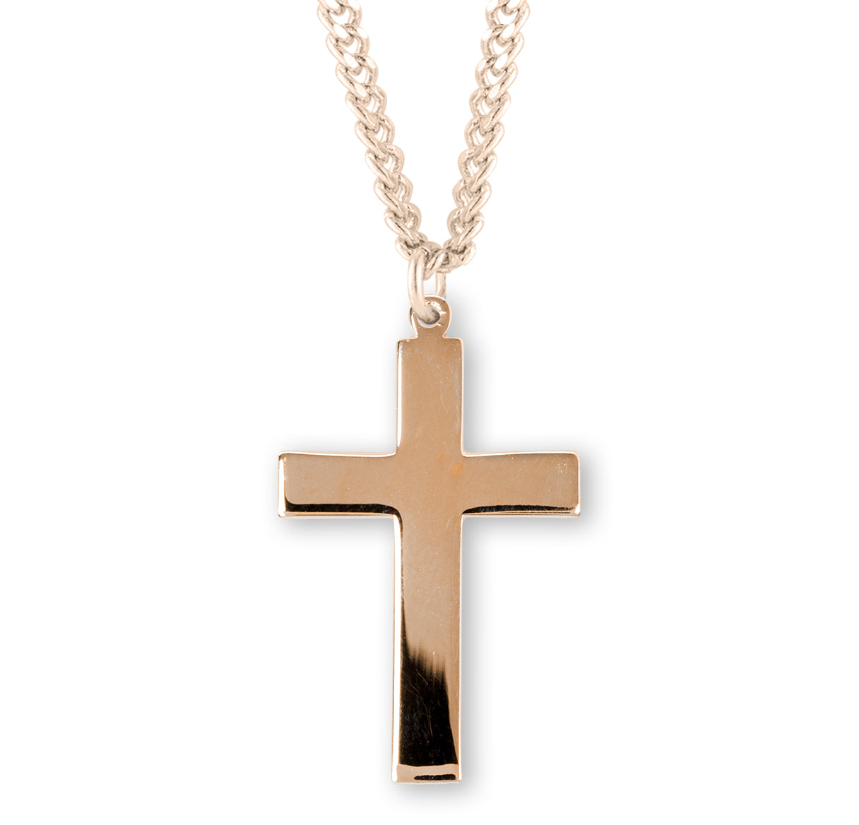 16kt Gold Over Sterling Silver Latin Style Basic Cross with High Polished finish 24" Ch-Bxd