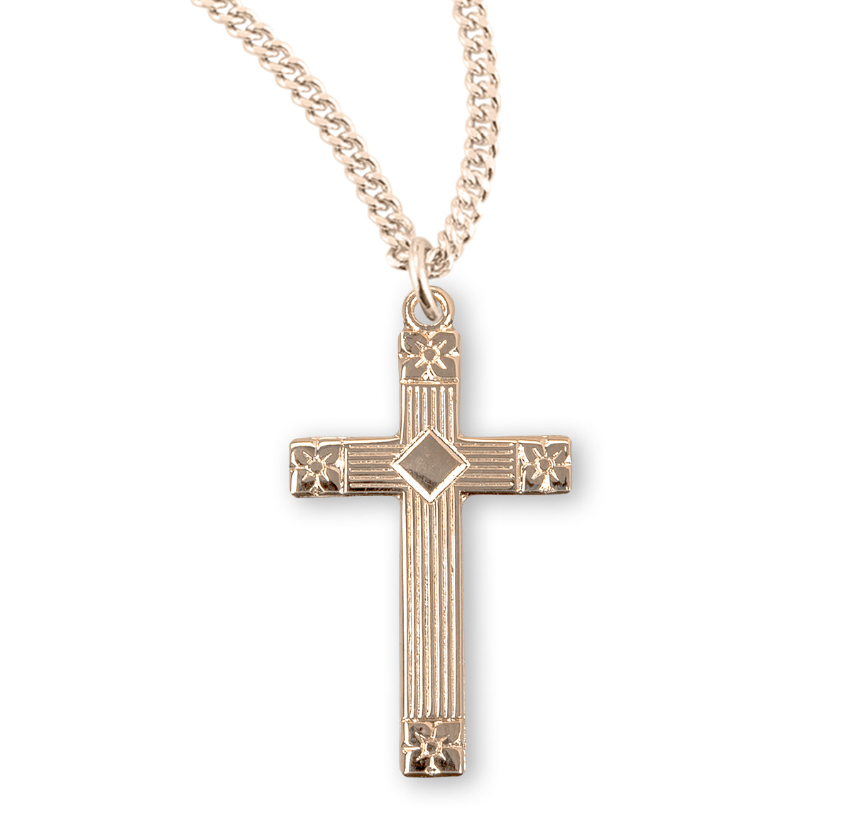 16kt Gold Over Sterling Med Fancy Cross 18" Ch-Bxd