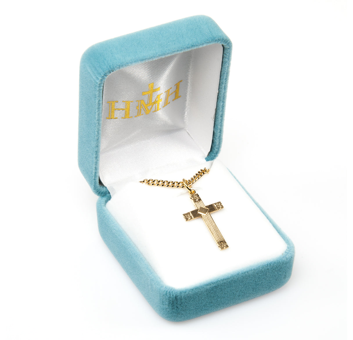 16kt Gold Over Sterling Med Fancy Cross 18" Ch-Bxd