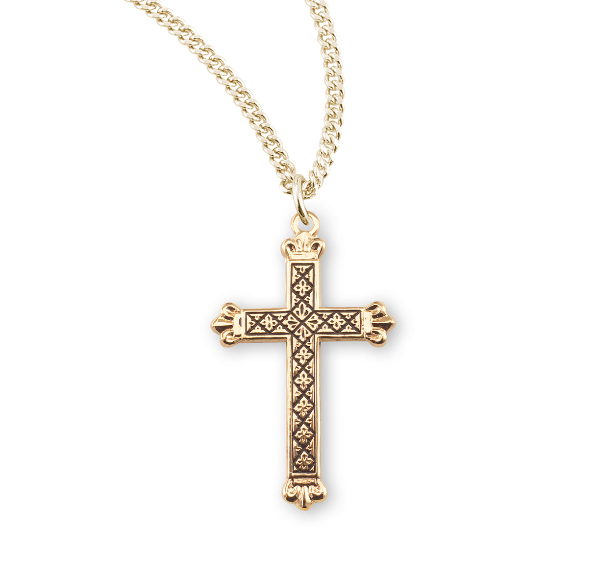 Gold Over Sterling Silver Cross with Black Epoxy Design