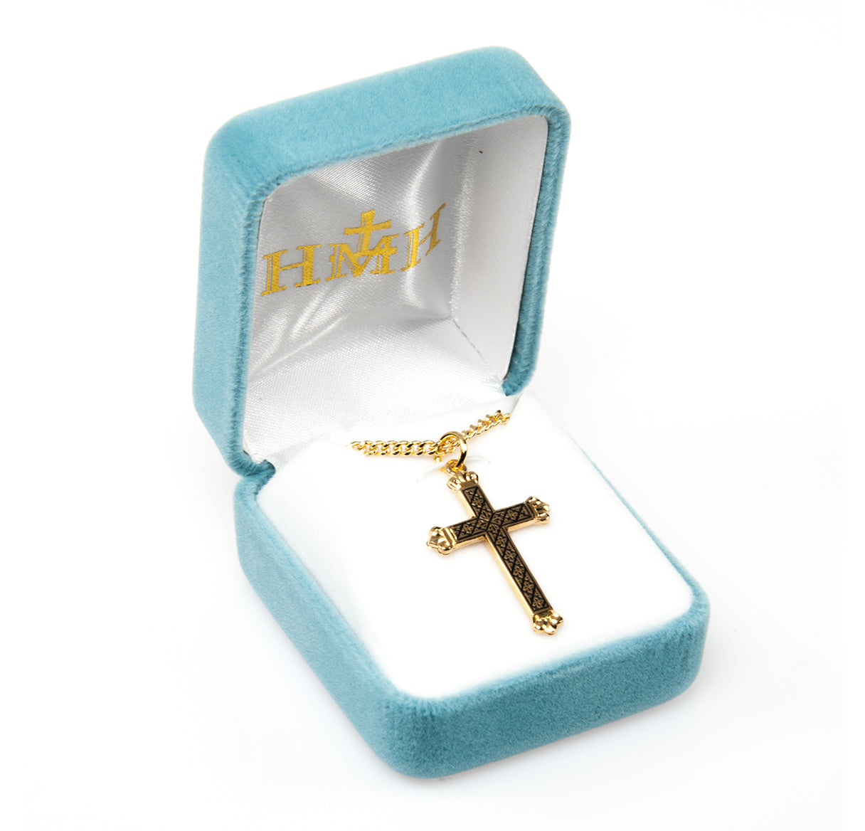 Gold Over Sterling Silver Cross with Black Epoxy Design