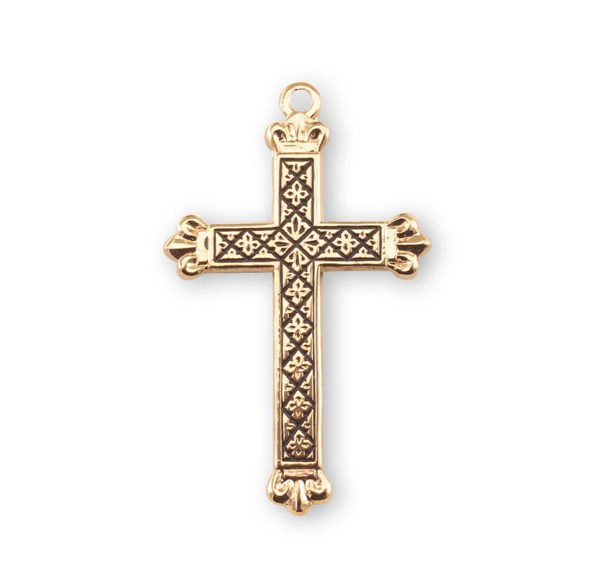 Gold Over Sterling Silver Cross with Black Epoxy Design