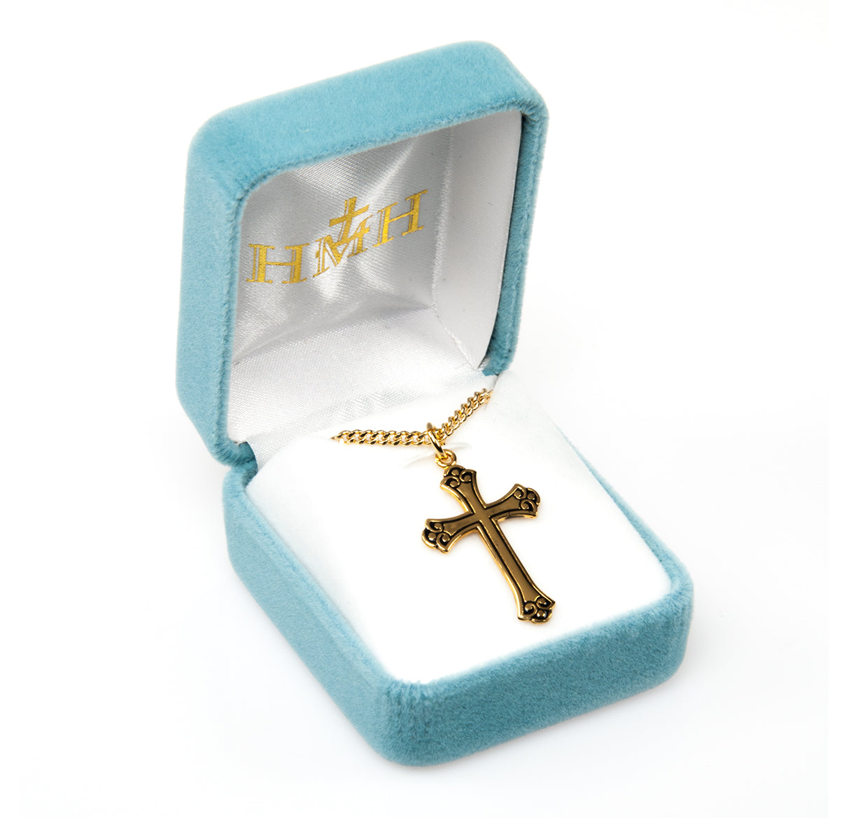 Swirl Tip Black Epoxy Gold Over Sterling Silver Cross