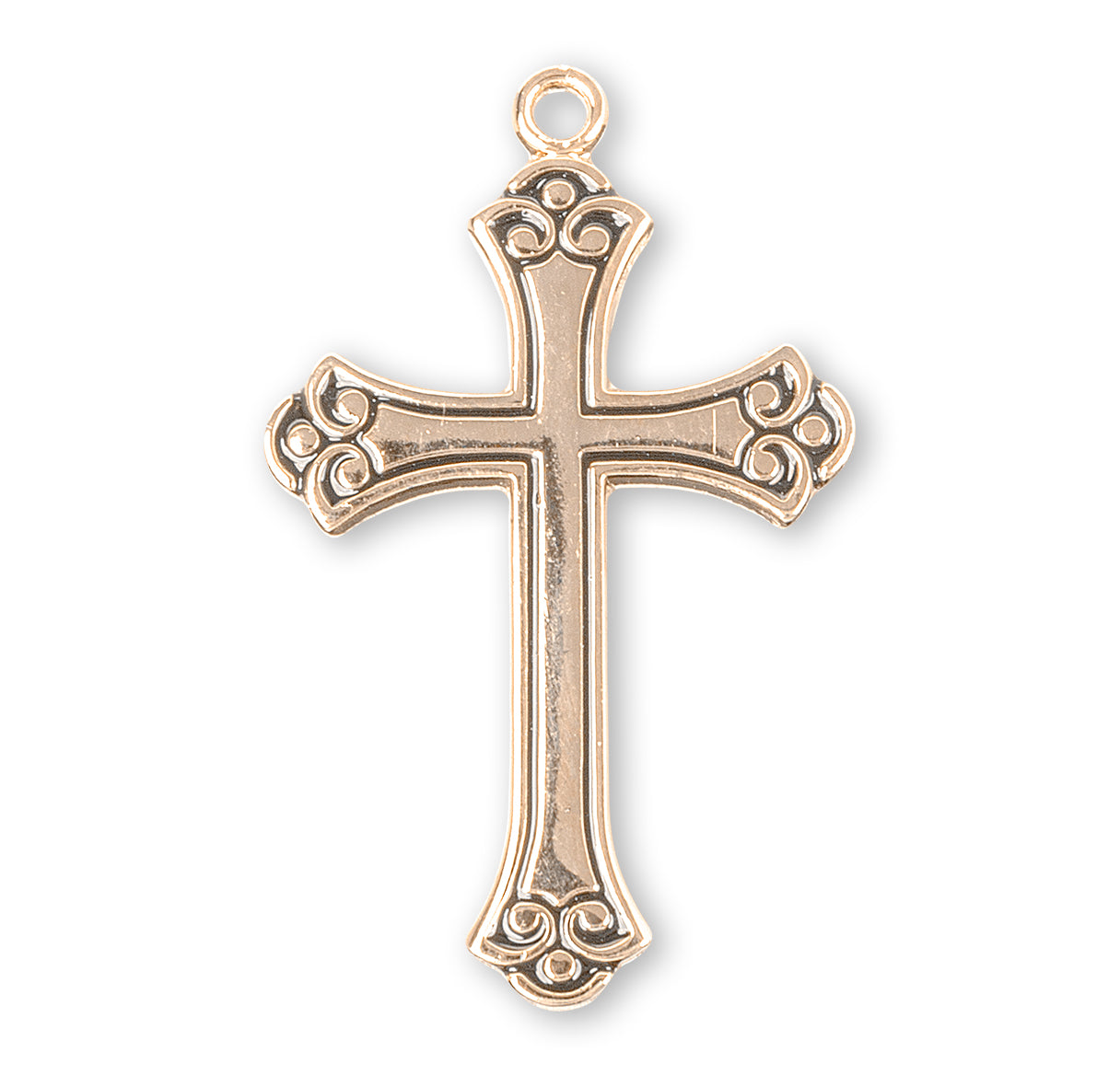 Swirl Tip Black Epoxy Gold Over Sterling Silver Cross