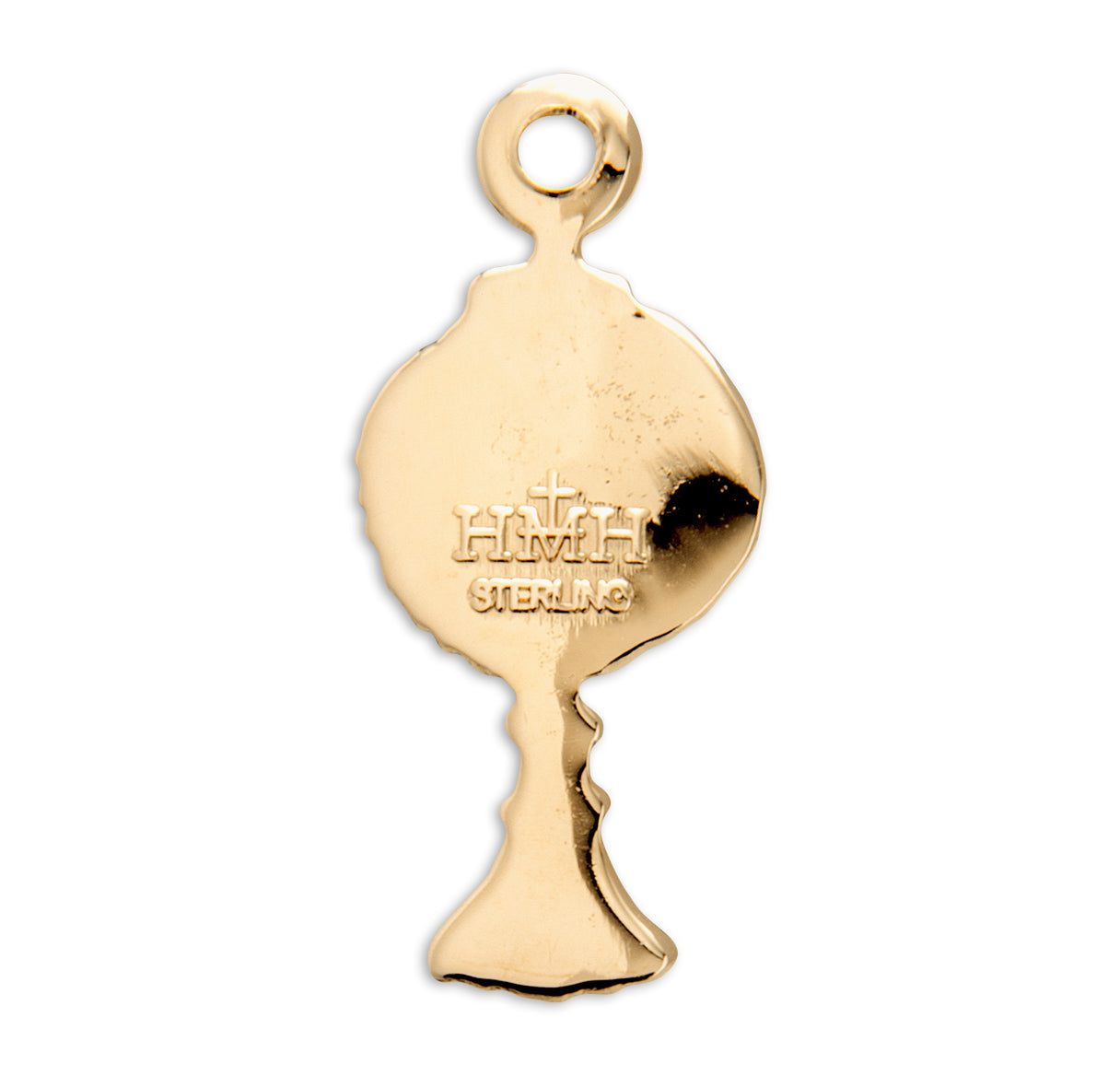 Gold Over Sterling Silver Monstrance Pendant with White Epoxy