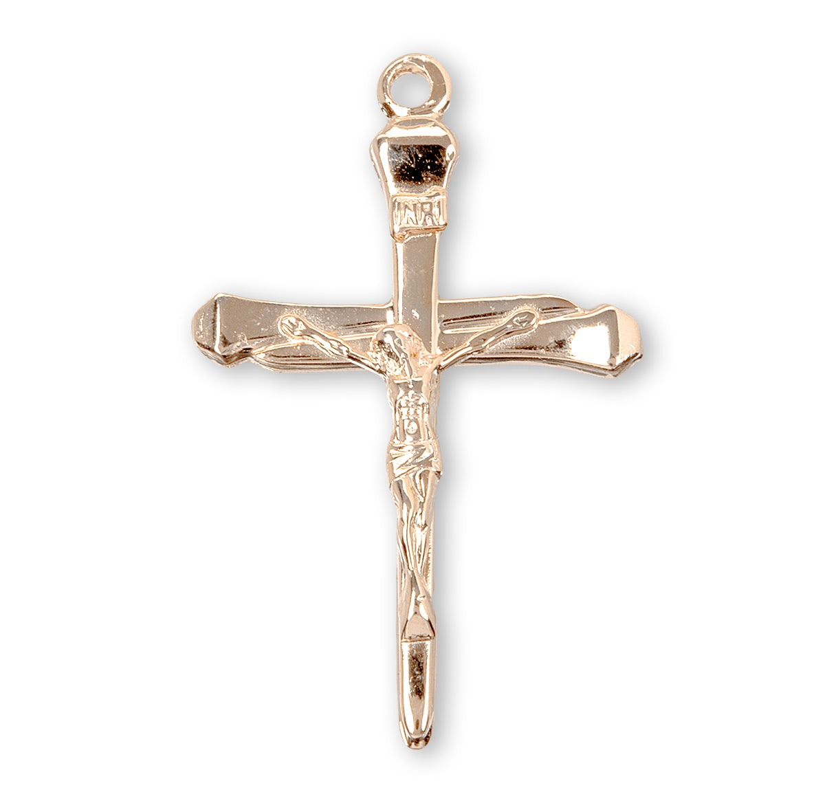 Gold Over Sterling Silver Large Nails High Polished Crucifix