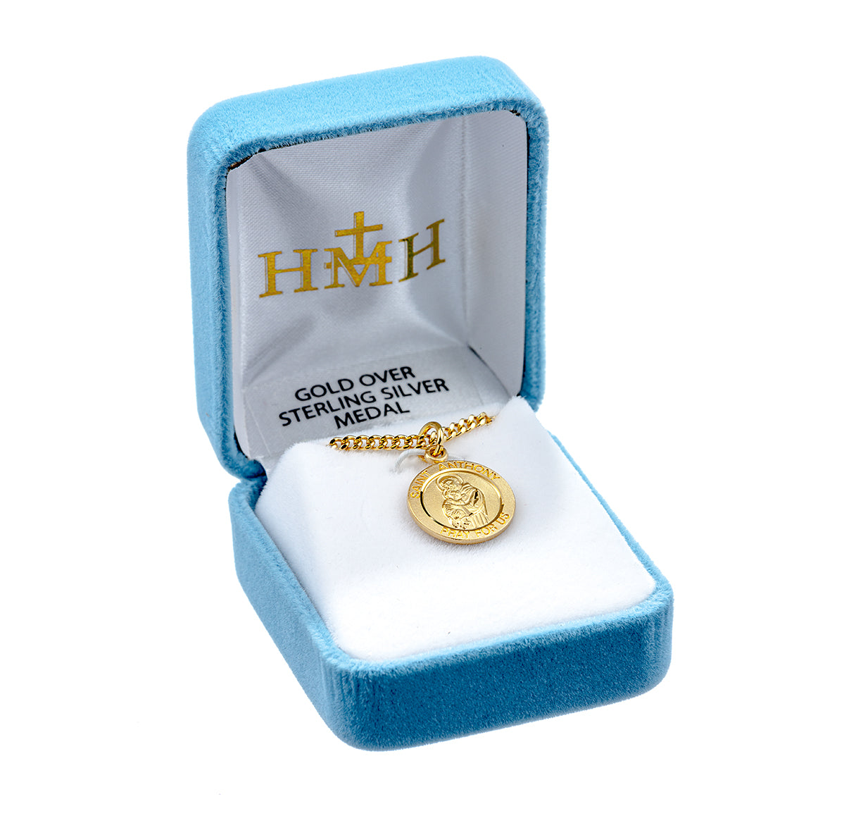 Patron Saint Anthony Round Gold Over Sterling Silver Medal