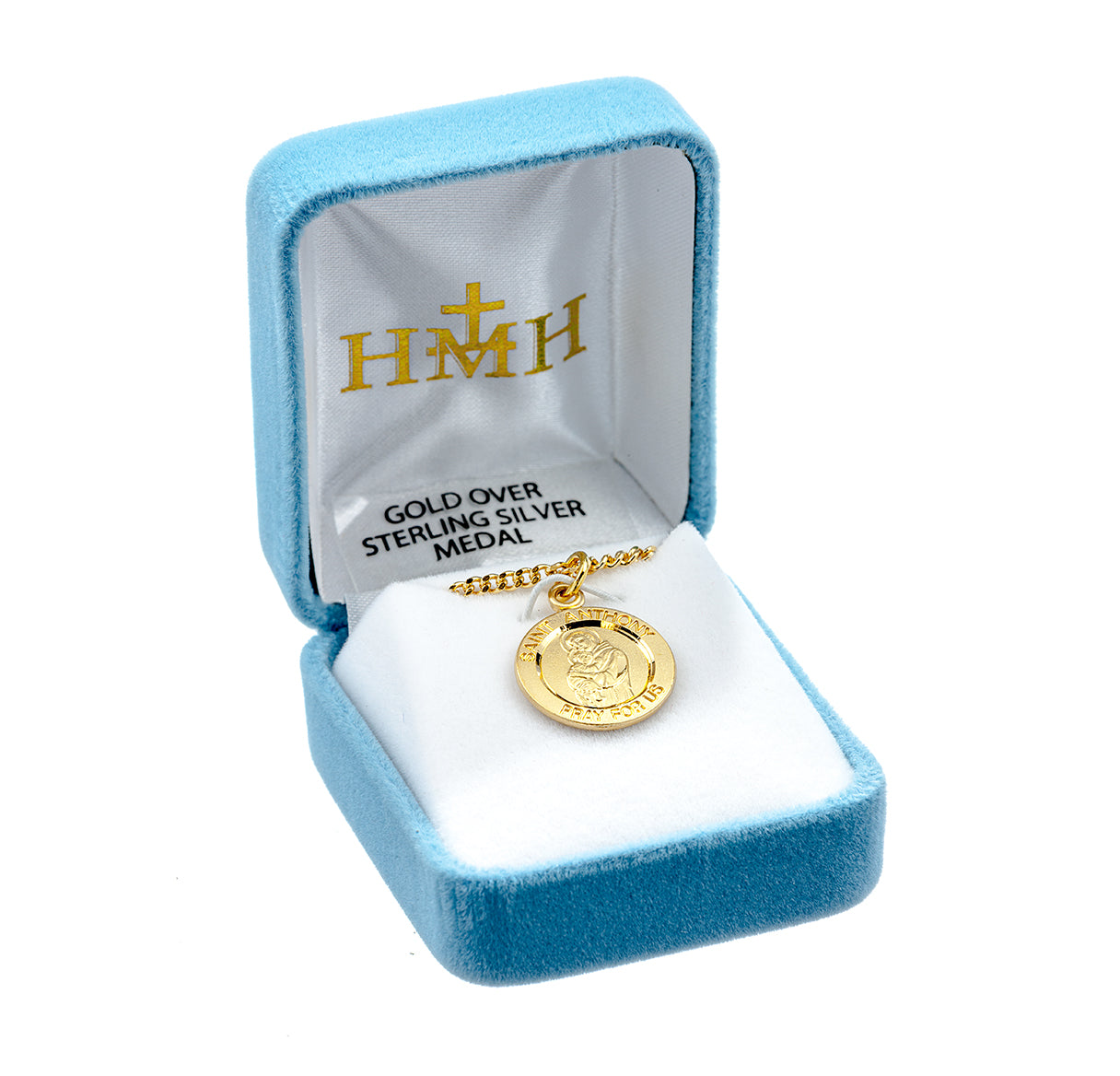 Patron Saint Anthony Round Gold Over Sterling Silver Medal