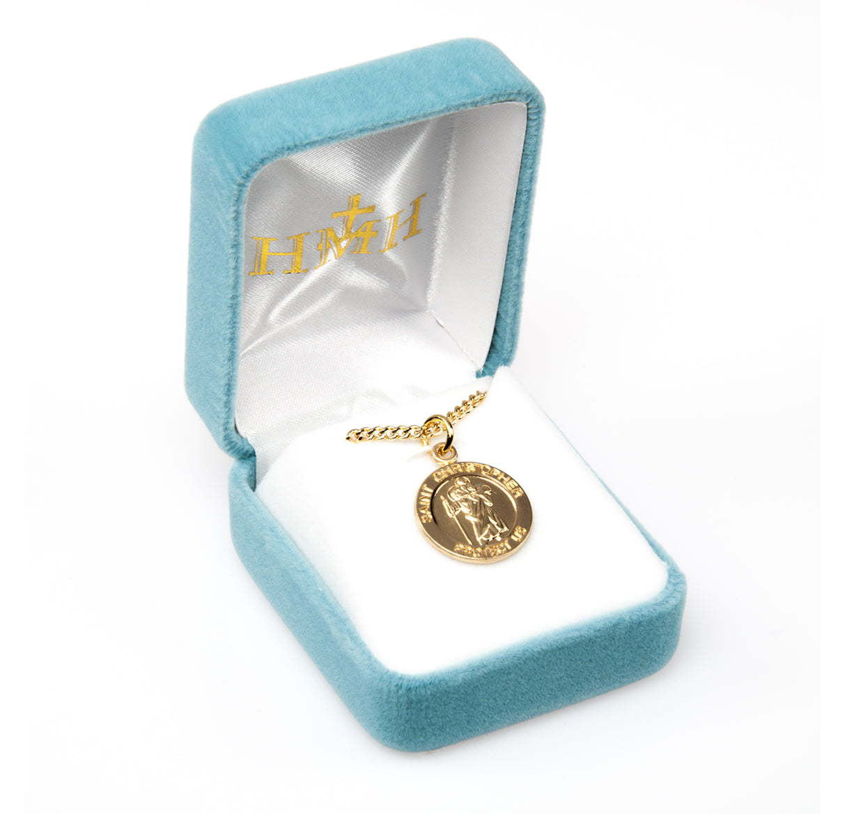 16kt Gold Over Sterling Med Rd St Christopher 24" Ch-Bxd