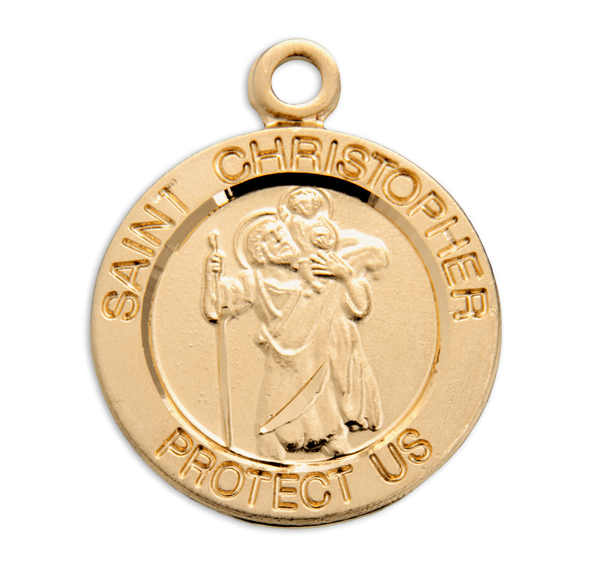 16kt Gold Over Sterling Med Rd St Christopher 20" Ch-Bxd