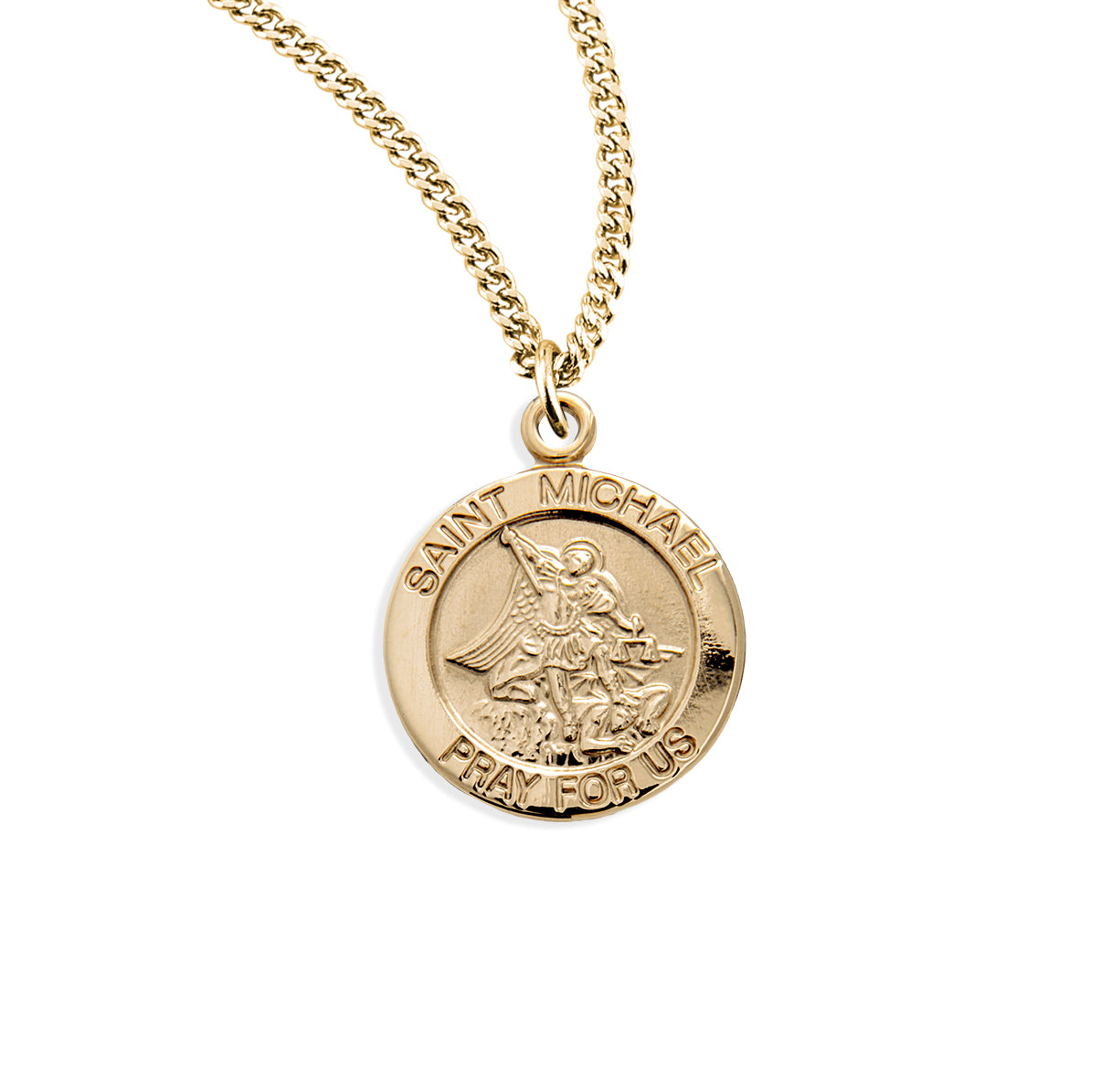 16kt Gold Over Sterling Med Rd St Michael 20" Ch-Bxd