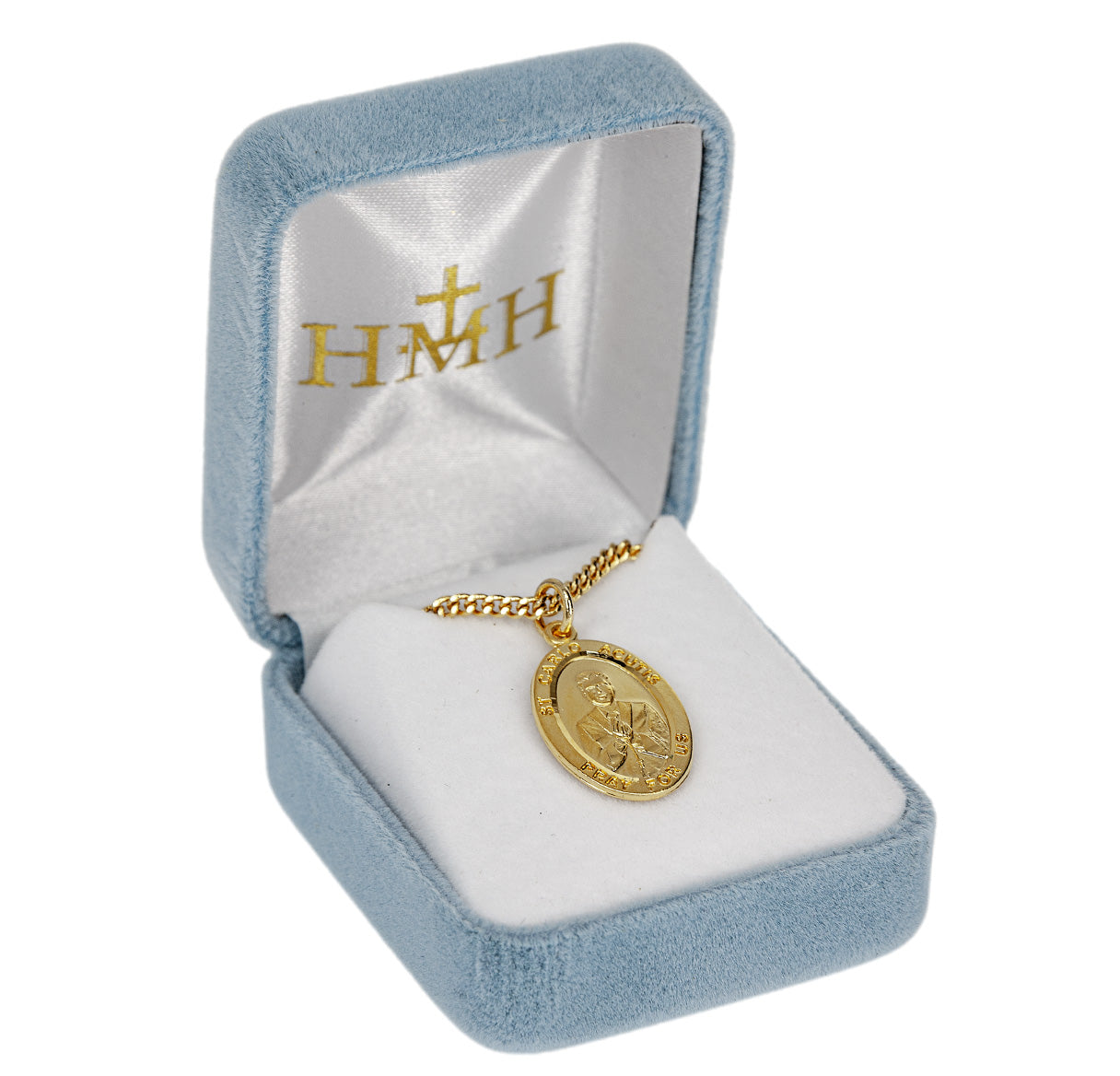 16kt Gold Over Sterling Oval St Carlo Acutis Medal- 20"