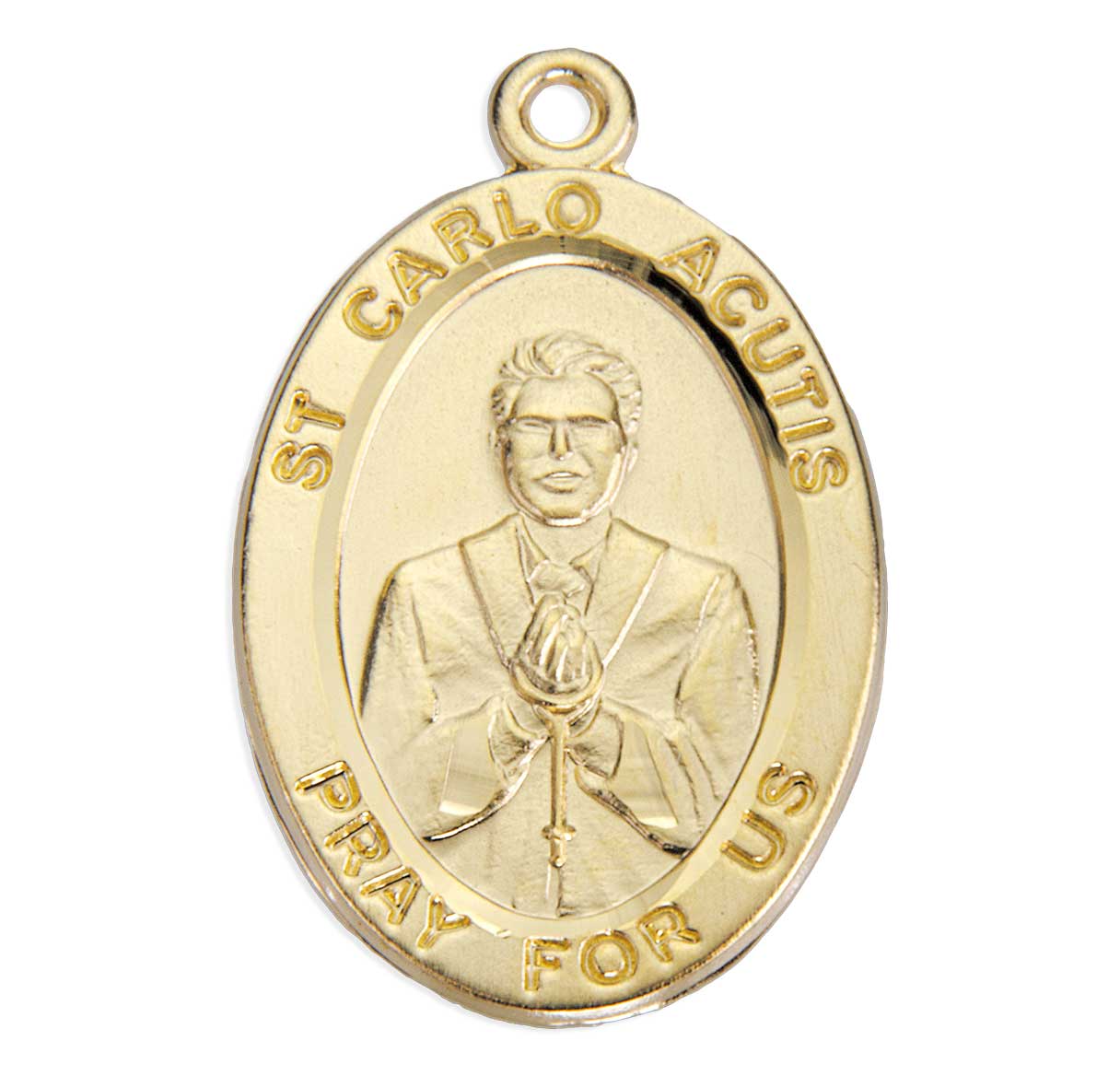 16kt Gold Over Sterling Oval St Carlo Acutis Medal- 20"