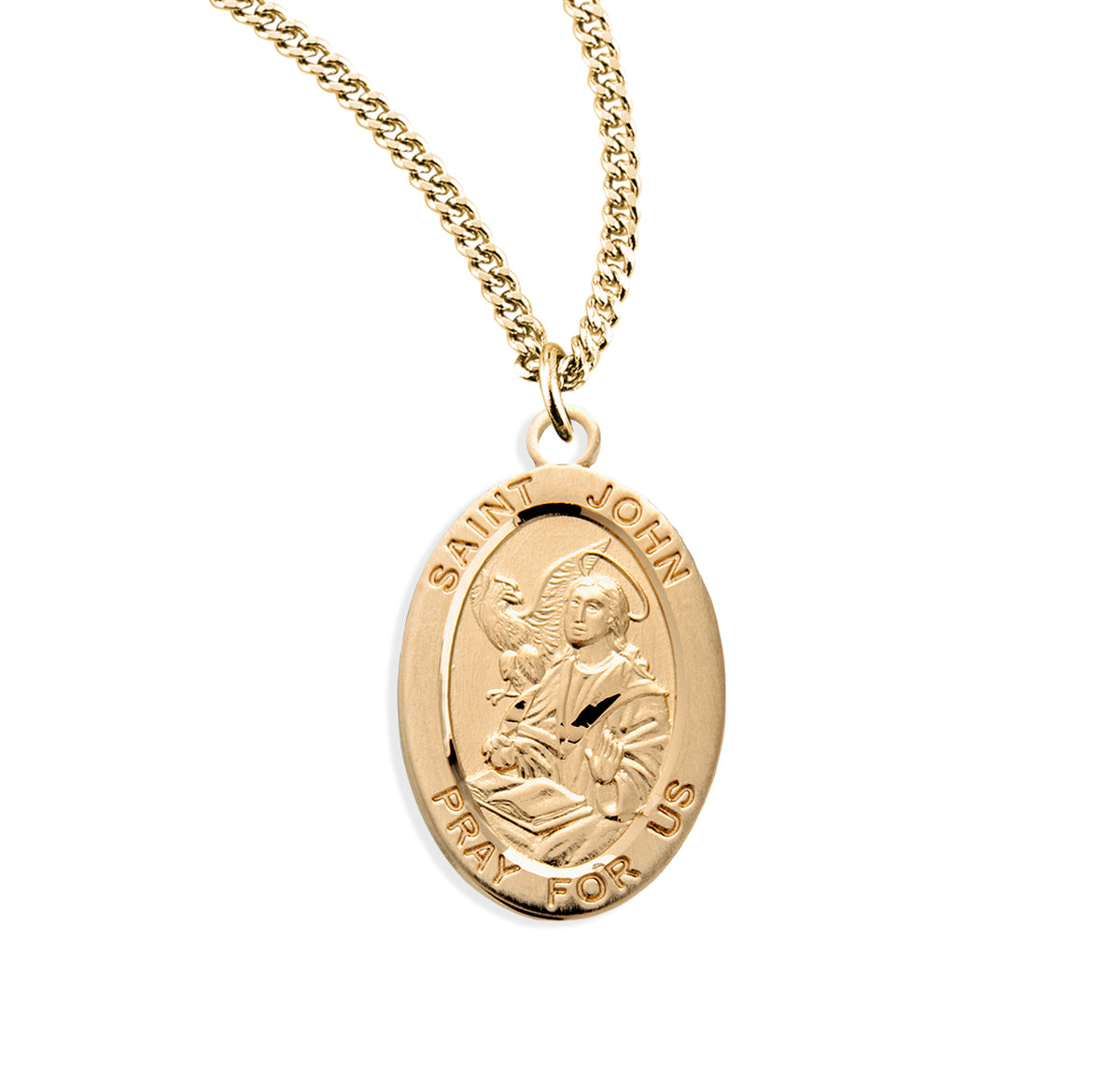 Patron Saint John the EvAngelist Oval Sterling Silver Medal — HMH Religious