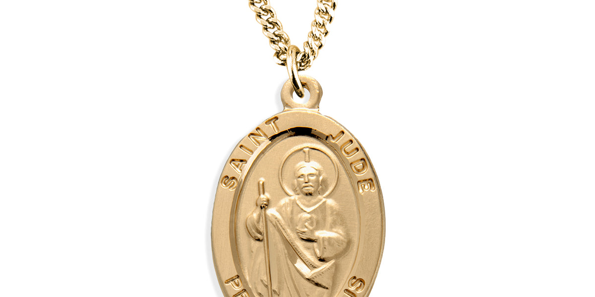 Patron Saint Jude Gold Over Sterling Silver Oval Medal — HMH Religious