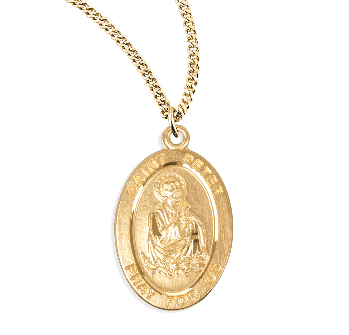 Patron Saint Peter Oval Gold Over Sterling Silver Medal — HMH Religious