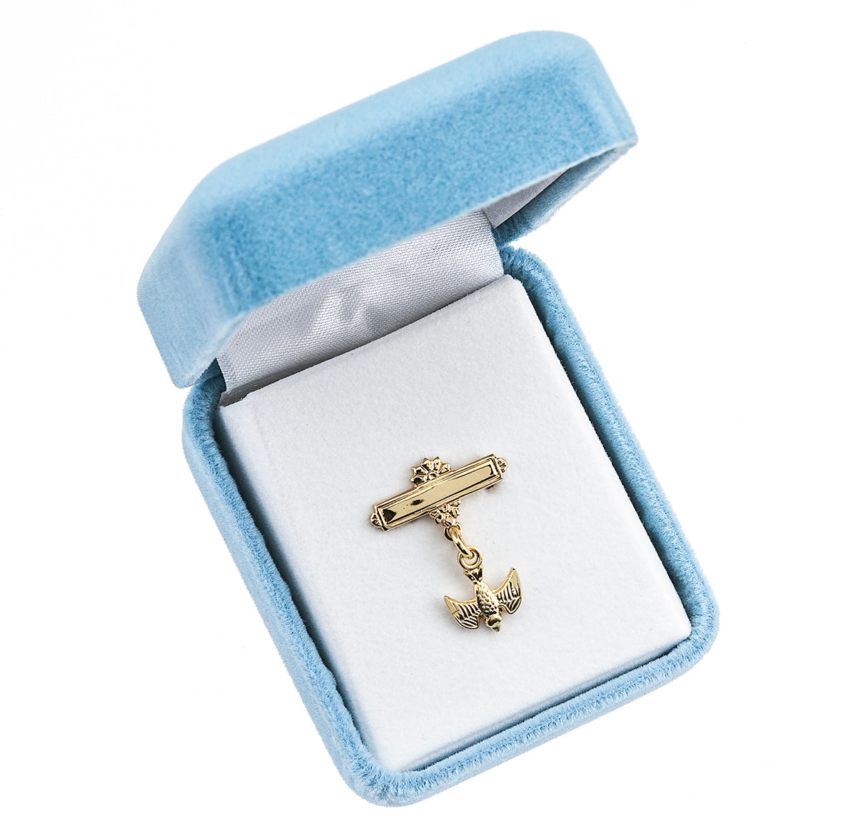 Gold Over Sterling Silver Baby Holy Spirit Medal on a Bar Pin