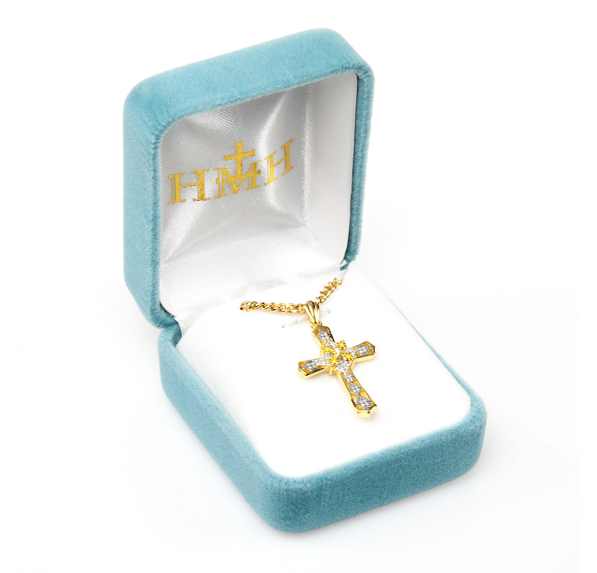 Gold Over Sterling Silver Crystal Cubic Zirconia "CZ" Cross Pendant