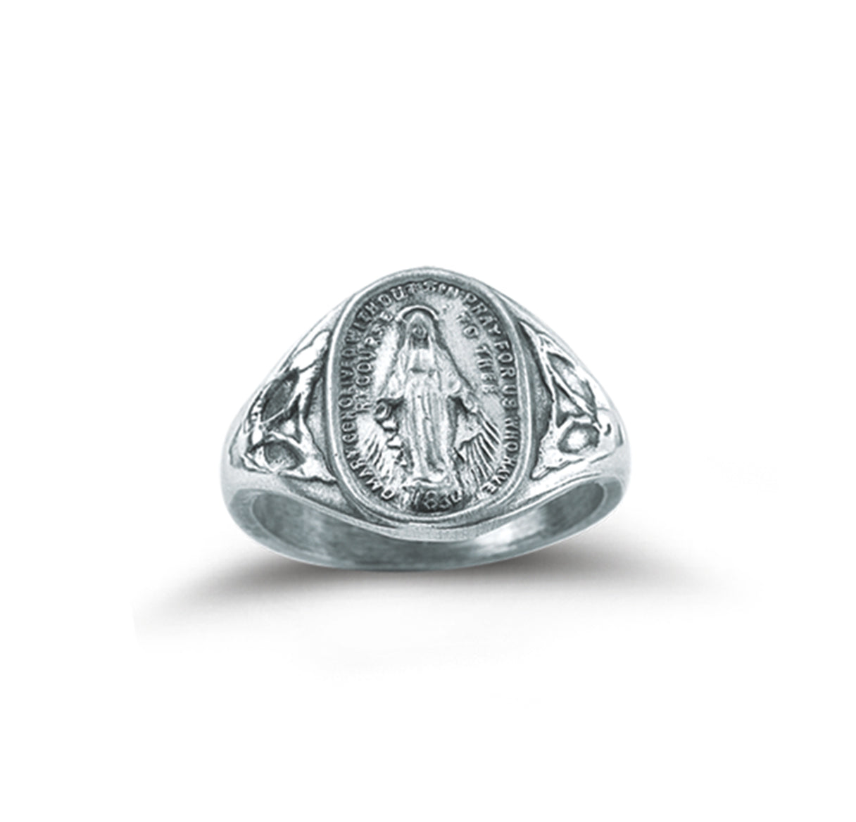 Sterling Silver Miraculous Medal Ring Size 10