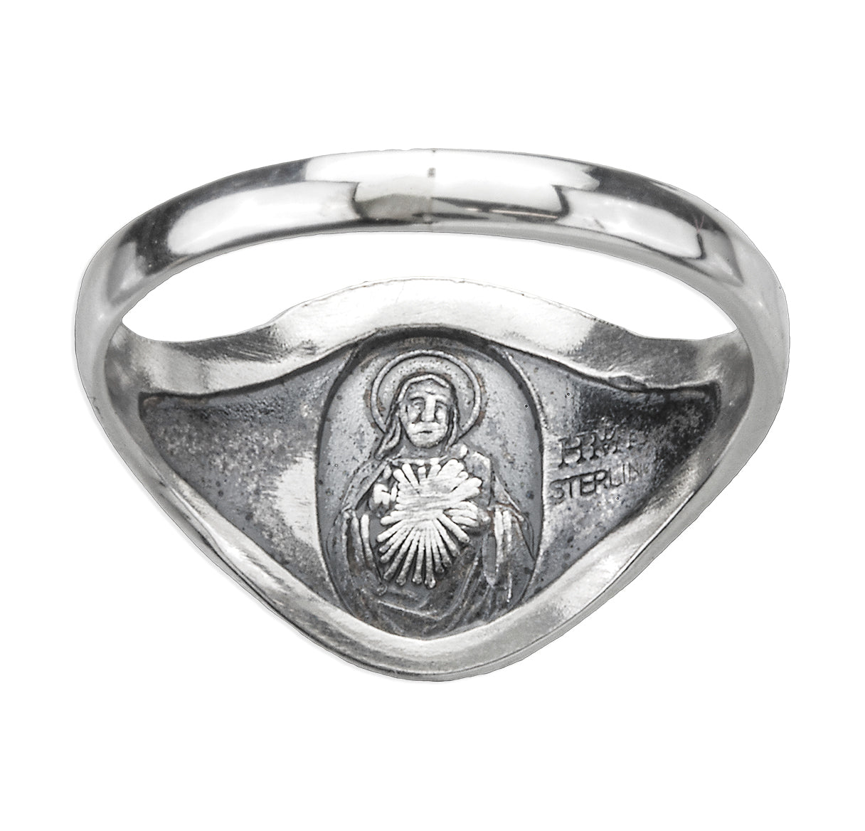 Sterling Silver Our Lady of Perpetual Help Ring with Sacred Heart Inside Size 5