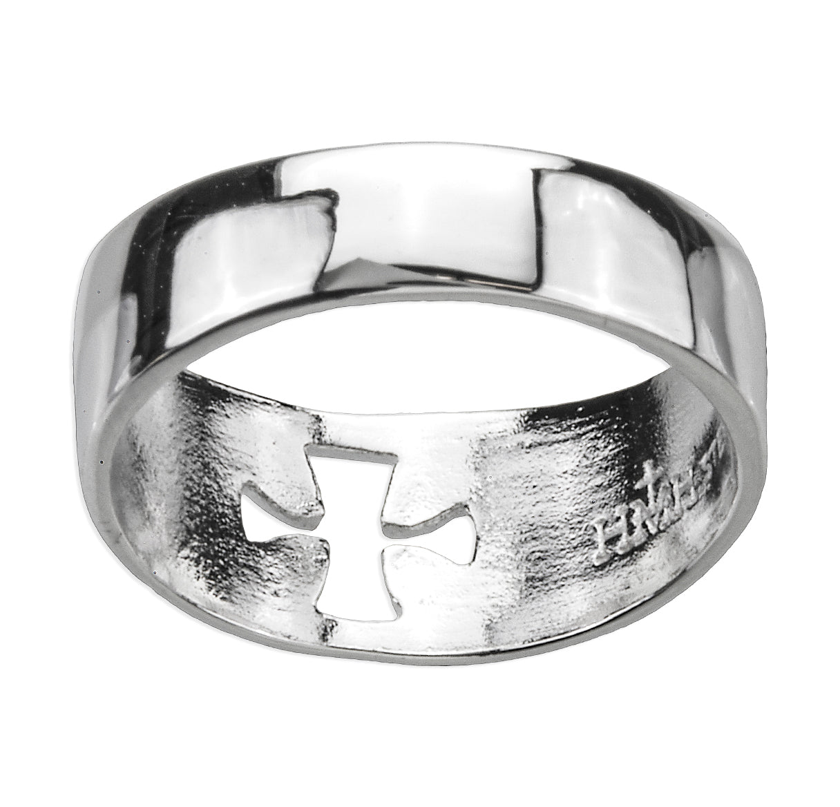 Sterling Silver Pierced Cross "Faith" Ring Size 6