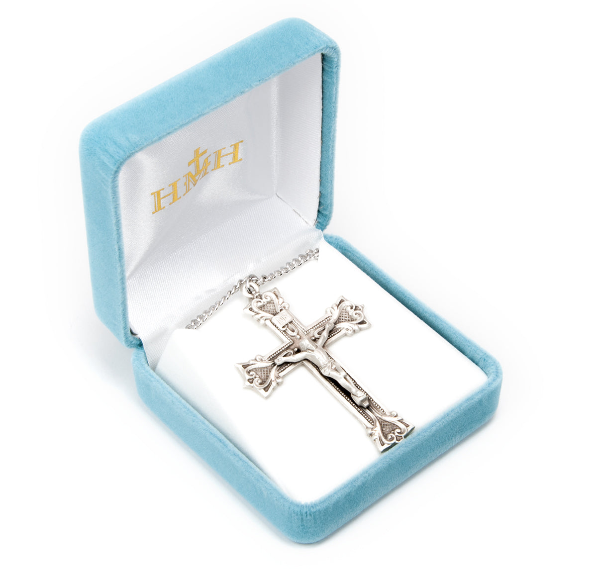Gothic Scroll Style Sterling Silver Crucifix