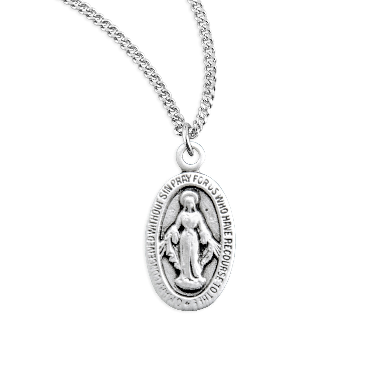 Sterling Silver Small Miraculous Medal -16" Ch-Bxd