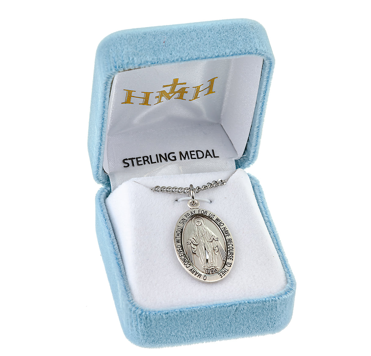 Sterling Silver Lrg Oval Miraculous 24" Ch-Bxd