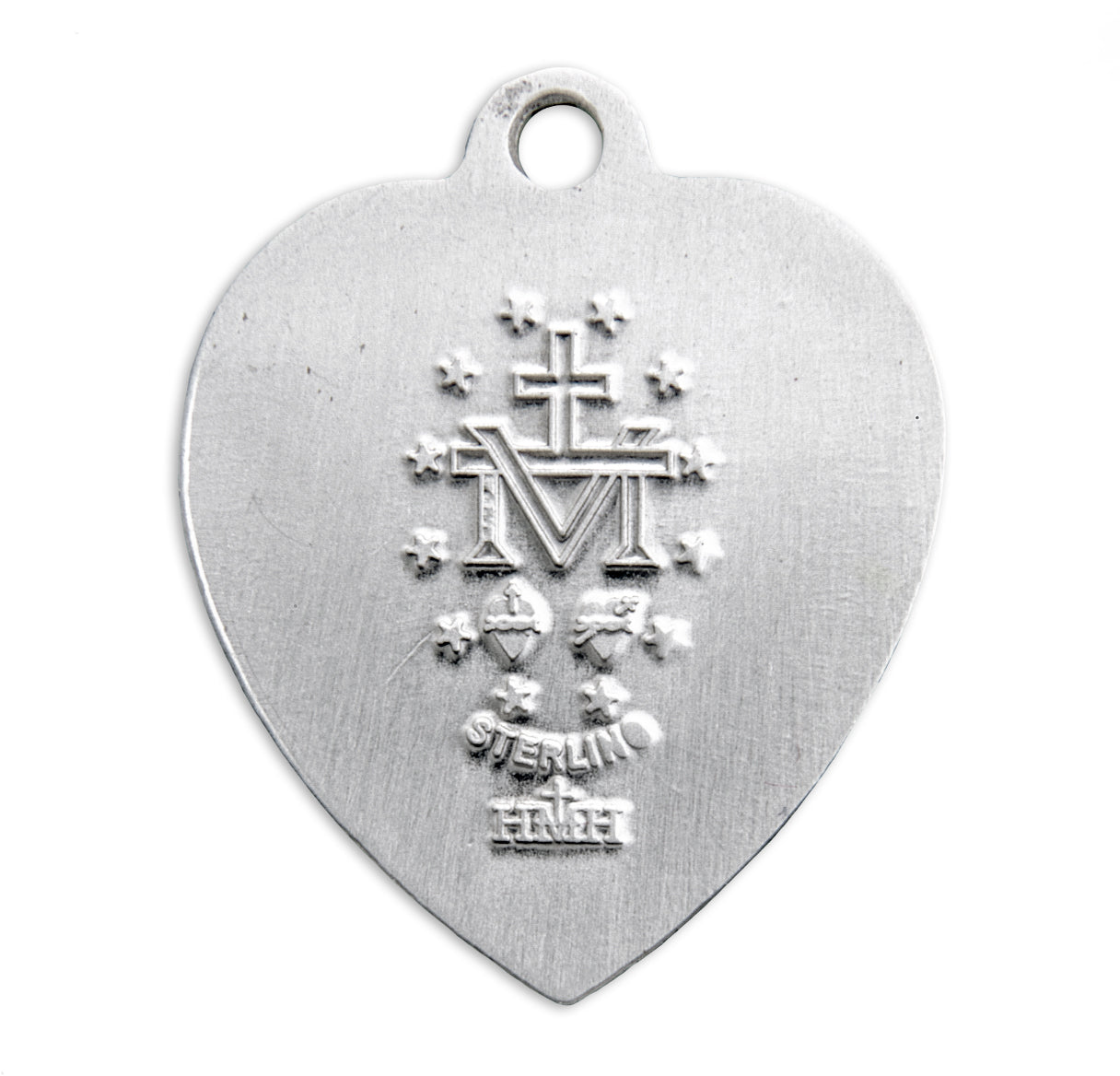 Sterling Silver Epoxy Heart Shape Miraculous Medal