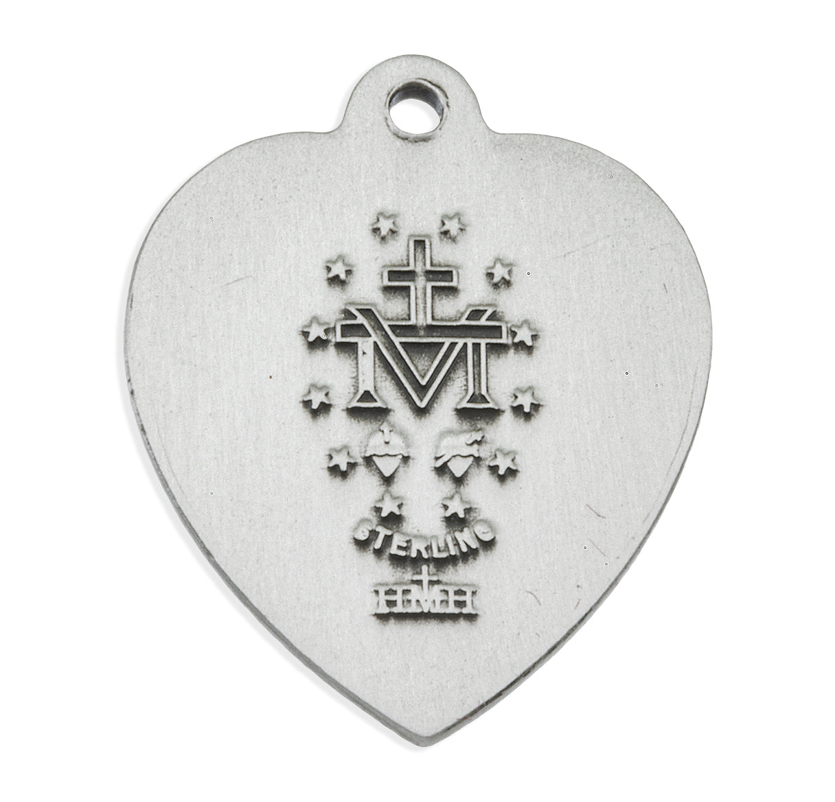 Sterling Silver Heart Shape Miraculous Medal