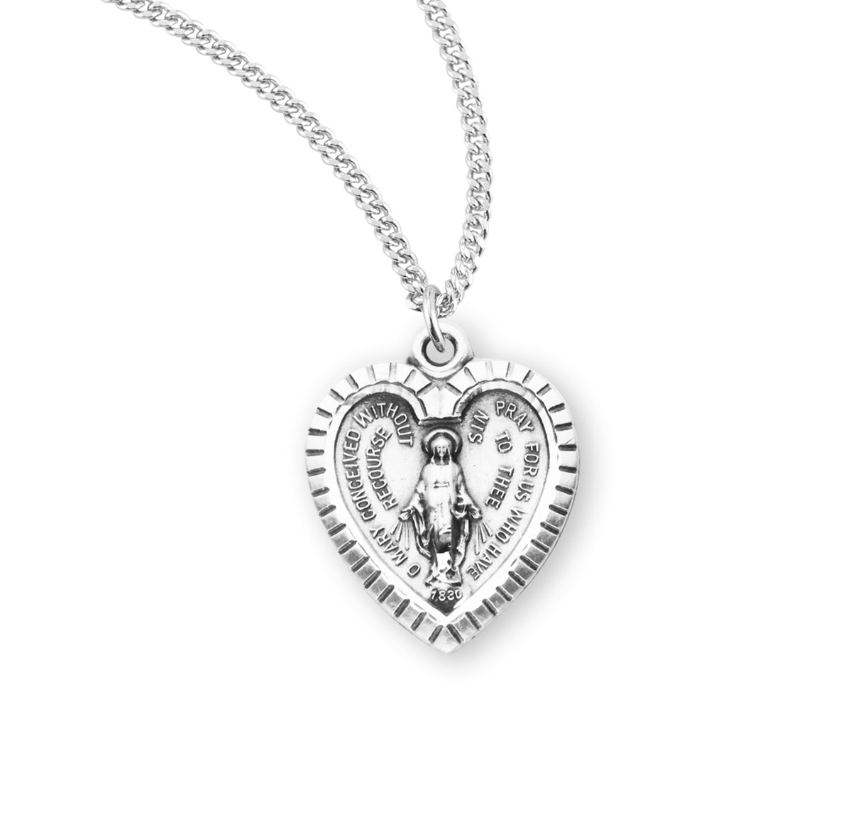 Sterling Silver Heart Mirac 24" Ch-Bxd