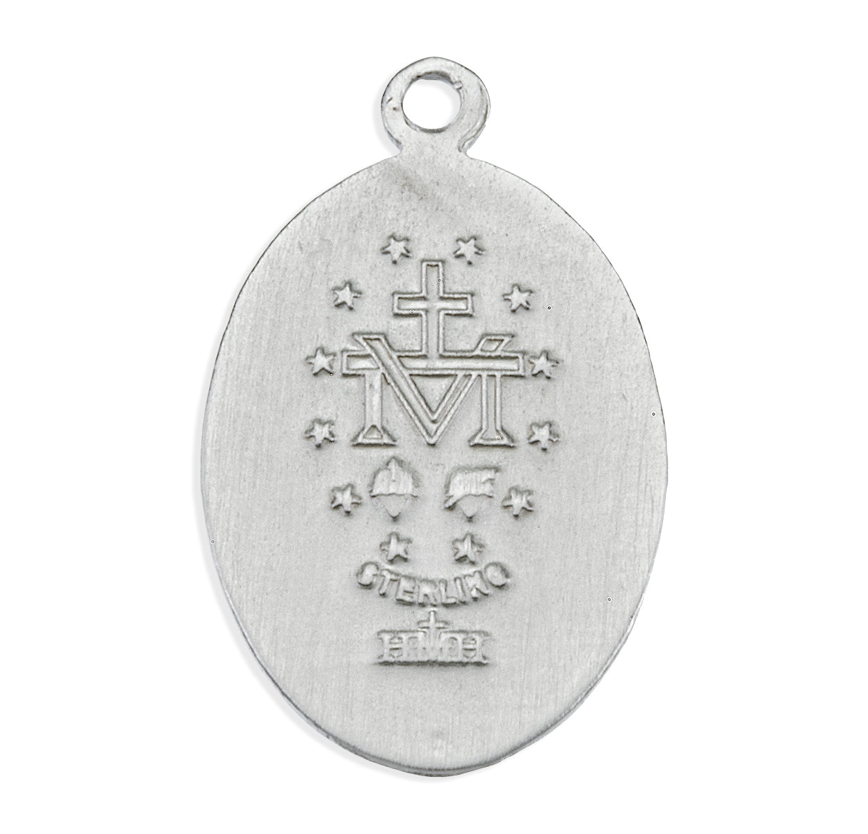 Sterling Silver Oval Blue Epoxy Miraculous Medal
