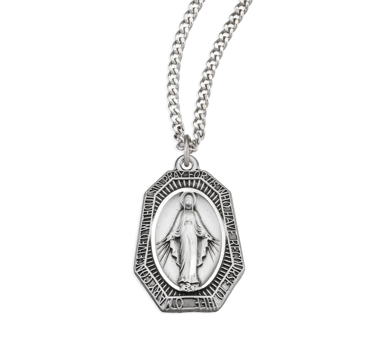 Sterling Silver Octagonal Mirac 18" Ch-Bxd