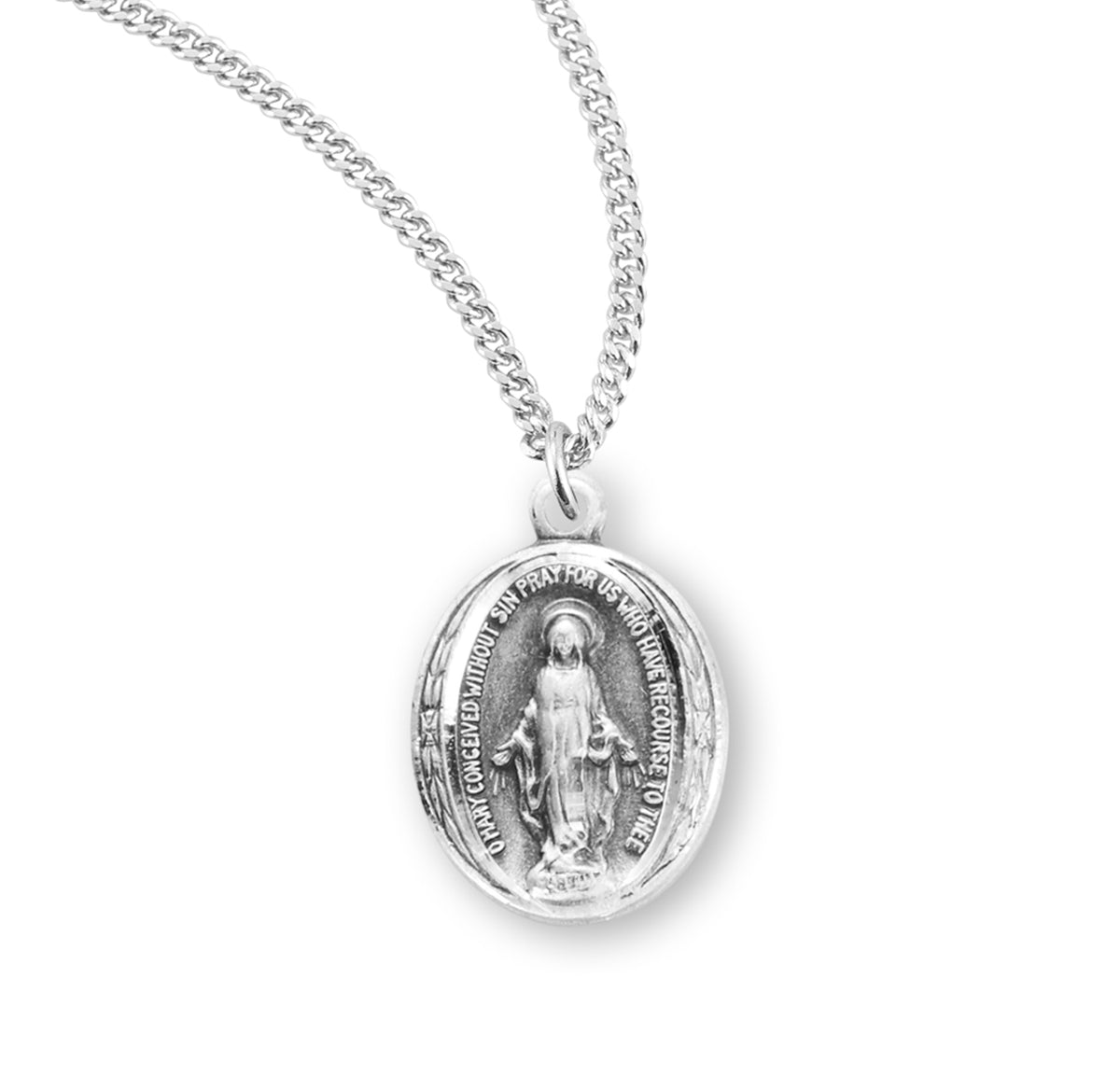 Sterling Silver Oval Miraculous Medal — HMH Religious