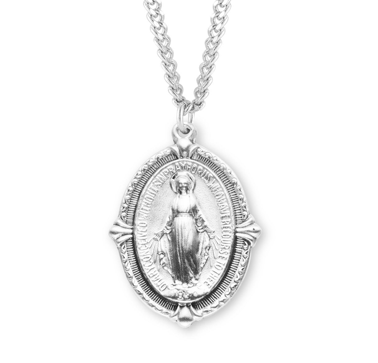 Sterling Silver Lrg Beaded Miraculous 20" Ch-Bxd