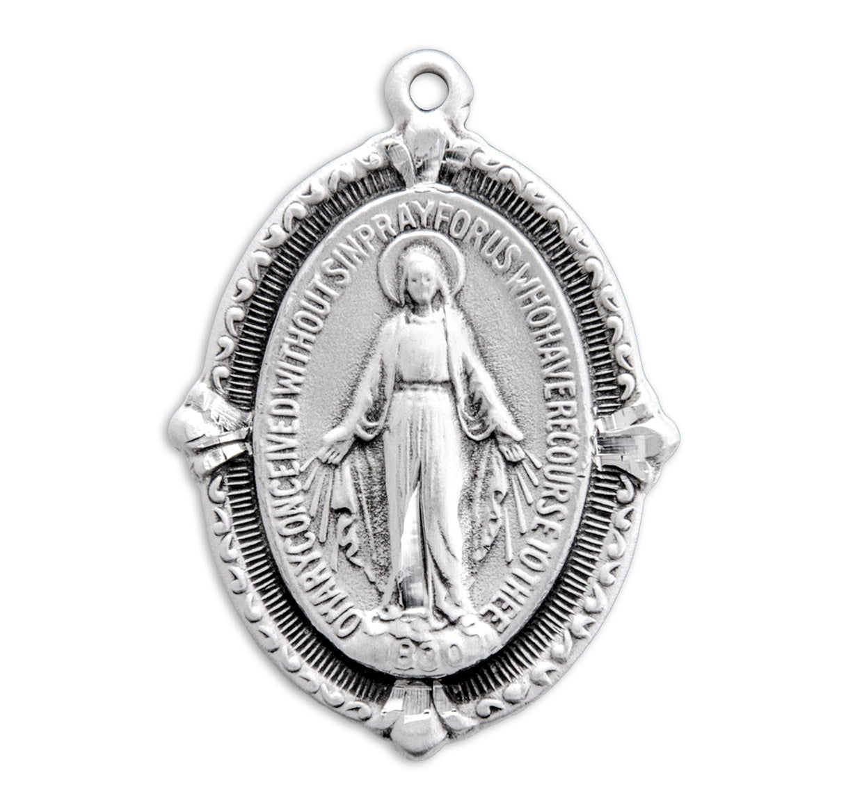 Sterling Silver Lrg Beaded Miraculous 20" Ch-Bxd