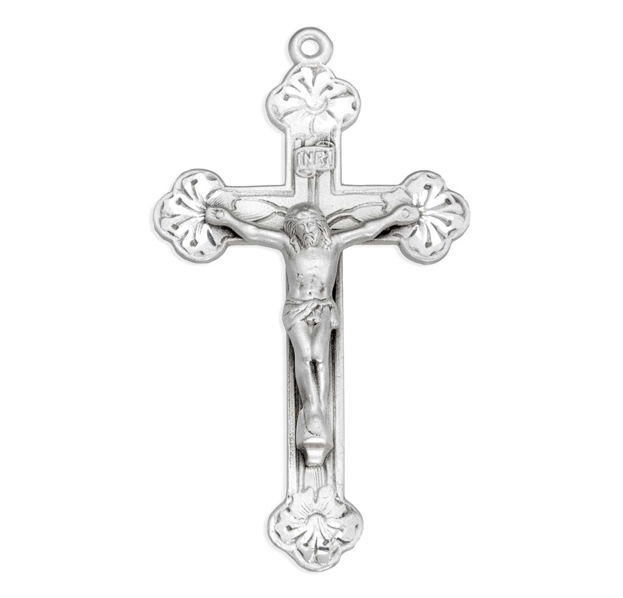 Sterling Silver Crucifix with Budded Flower Tips on a 18" Ch-Bxd