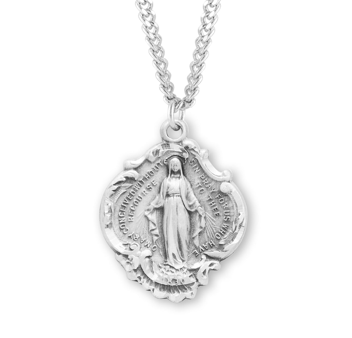 Sterling Silver Lrg Baroque Miraculous 20" Ch-Bxd